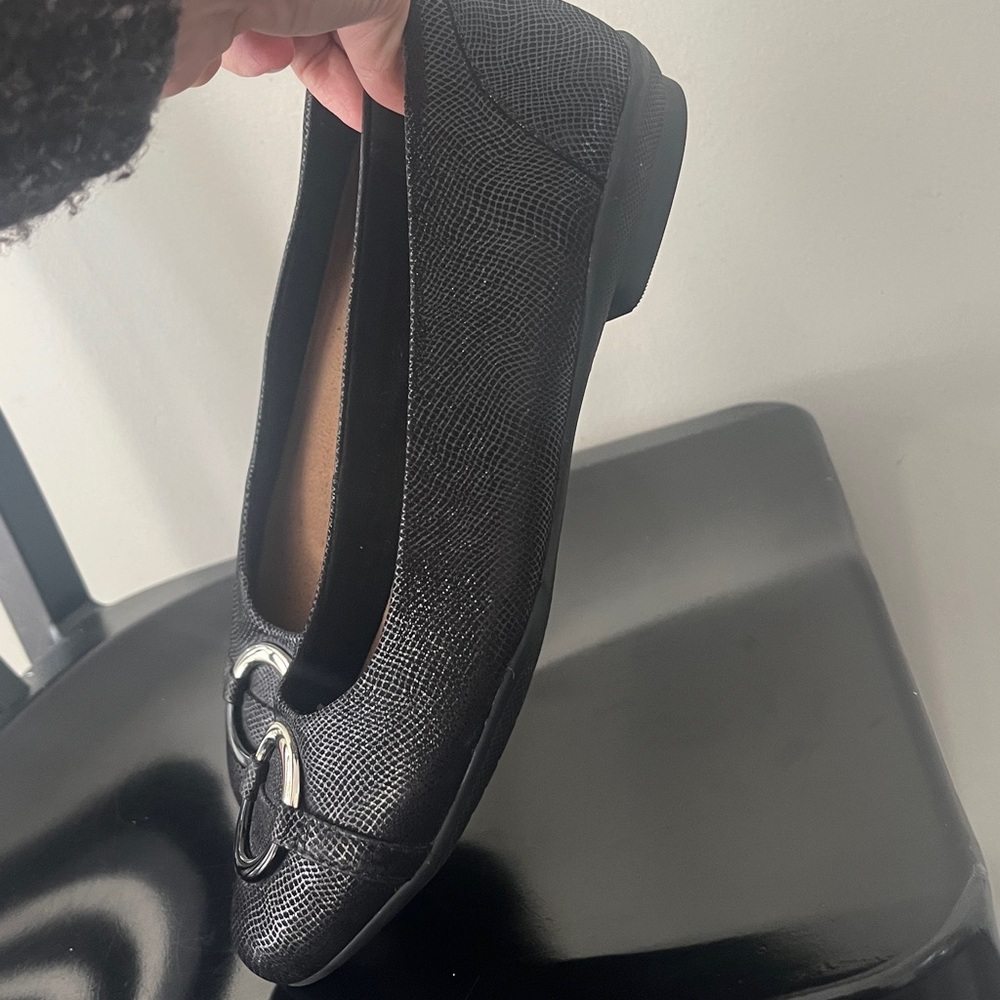 Clark’s UnStructured Flats, black, python, leathe… - image 6